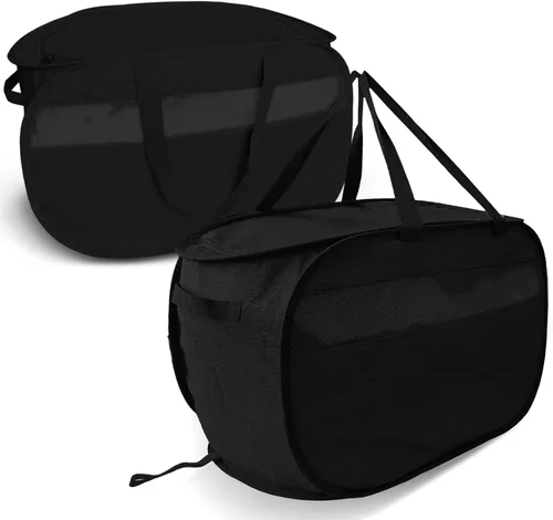 Cesta de lavandería desplegable de malla extra grande de 100 litros con tapa y asas, paquete de 2, cesta de ropa sucia plegable XL para