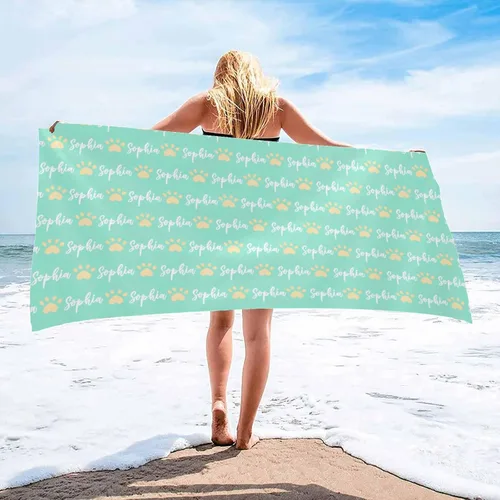 Miniatura 7 de InterestPrint Toalla de playa personalizada para mujeres y hombres, hojas tropicales, naranja, toallas de playa personalizadas con nombres, manta