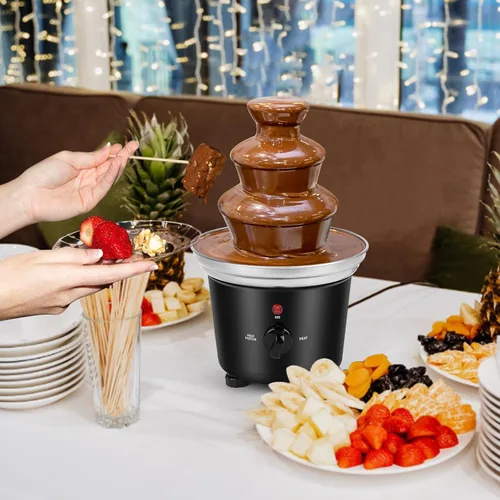 Miniatura 3 de Máquina de fuente de chocolate - Fuente eléctrica de 3 niveles, mini fuente de fondue de chocolate de acero inoxidable para fiestas, queso