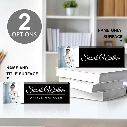 Miniatura 2 de Placa de nombre de escritorio personalizada con foto, placa de nombre personalizada para escritorio, decoración de oficina para mujeres y hombres
