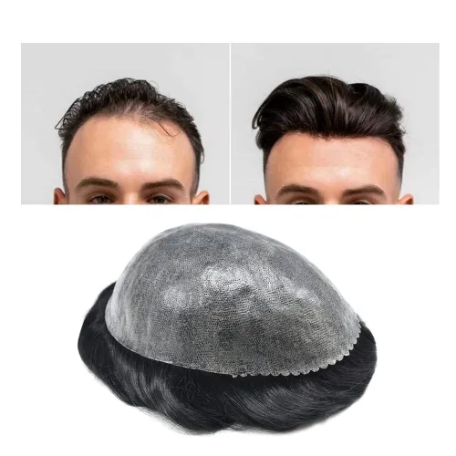 Miniatura 103 de Toupee for Men Hair Piece Real Human Hair Full Poly Skin Mens Toupee Mens Hair System Injected PU Hair System Invisible Hairpiece for