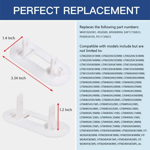 Miniatura 4 de 2 piezas WH01X24381 4502680 Bisel de bloqueo de tapa de arandela, pieza de repuesto para lavadora de carga superior GE/Hotpoint