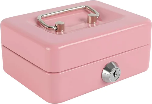 Miniatura 11 de xydled Caja fuerte grande de acero con cerradura con bandeja extraíble para monedas y cerradura de llave, 9.84"x 7.87"x 3.54" pulgadas, azul