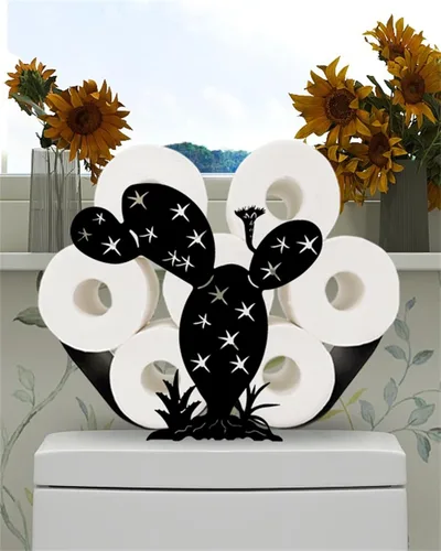 Miniatura 5 de Soporte de papel de mariposa con diseño de animales, soporte de papel higiénico de metal negro, bonito almacenamiento para baño, organizador