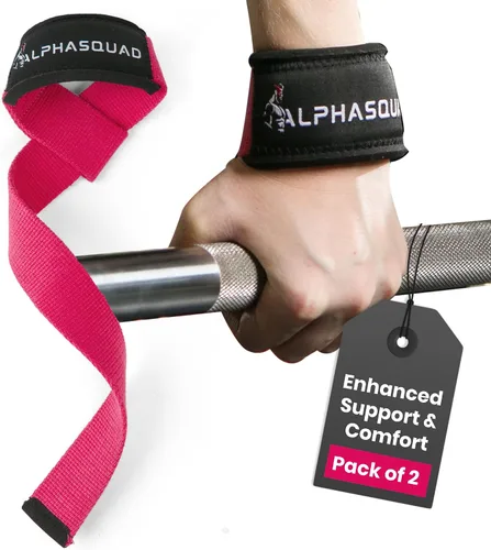Miniatura 9 de ALPHASQUAD Correas de levantamiento para levantamiento de pesas – Correas de muñeca resistentes para levantamiento de pesas con envolturas