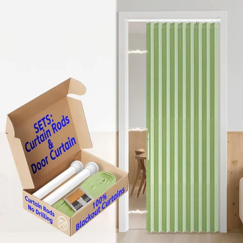 Miniatura 59 de AJAZZ Cortina de puerta magnética 100% opaca de acordeón para armario, cortina invisible para puerta interior de dormitorio, sala de estar, pasillo