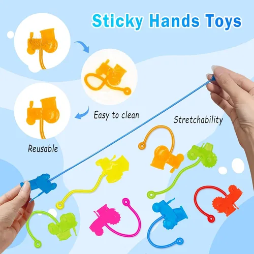 Miniatura 4 de Sticky Hands a Granel 36 Piezas Favores de Fiesta de Tractores y Autos para Niños Juguetes de Mano Pegajosa Elástica con Forma de Tractores Rellenos