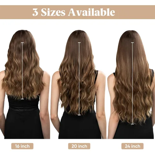 Miniatura 5 de SARLA Extensión de Cabello con Alambre Invisible con 3 Clips Pieza de Cabello Sintética Corta de Ondas de Playa Diadema Transparente Ajustable