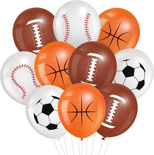 Miniatura 9 de Censen 45 globos de fútbol de 12 pulgadas, globos deportivos de látex para fiestas de fútbol, globos de retocar blanco, verde, marrón