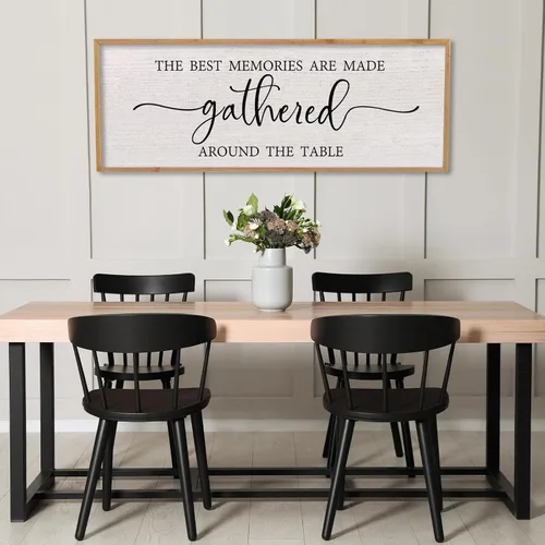 Miniatura 18 de LuZhiQiang Arte de pared para comedor 81,3×30,5 cm "Bless The Food Before Us" Letrero cristiano para cocina, cita familiar agradecida, cuadro grande