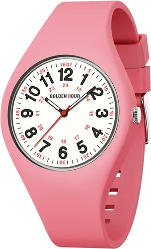 Miniatura 16 de GOLDEN HOUR Relojes deportivos impermeables analógicos unisex para enfermeras, profesionales médicos, estudiantes, esfera militar brillante y fácil