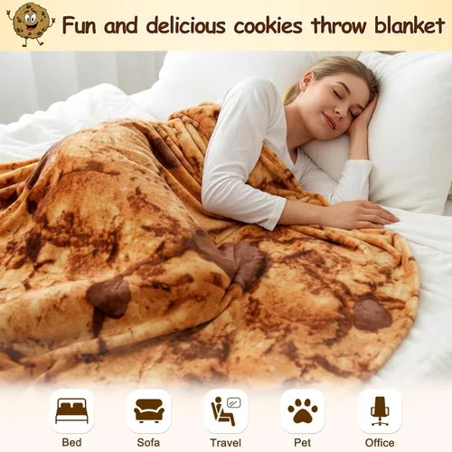Miniatura 4 de mermaker Manta de galletas de 80 pulgadas para adultos y niños, manta realista de galletas, regalos divertidos para mujeres, hombres, adolescentes