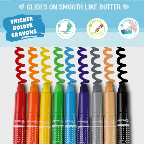 Miniatura 2 de DOODLE HOG Crayones lavables de 36 colores, para niños y niños pequeños, acuarela, no tóxico, 3 en 1, para niños de 4 a 8 años
