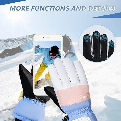 Miniatura 5 de Zando Guantes de esquí, guantes de invierno, guantes de nieve para clima frío, guantes de snowboard, guantes térmicos impermeables para pantalla