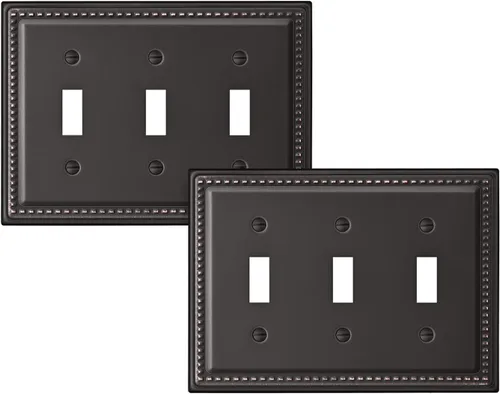 Miniatura 8 de DEWENWILS Paquete de 4 cubiertas de enchufe de metal, placas de pared de enchufe, placas de cubierta de interruptor de luz de latón antiguo, 4.92 x