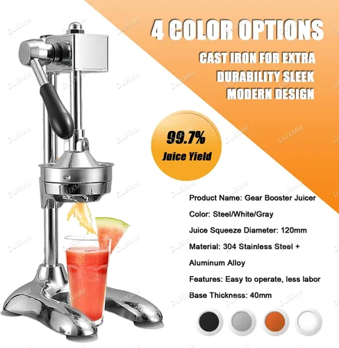 Miniatura 7 de Exprimidor de naranja de hierro fundido de cocina, máquina exprimidora de prensa manual, con base en forma de U manual, placa de presión grande