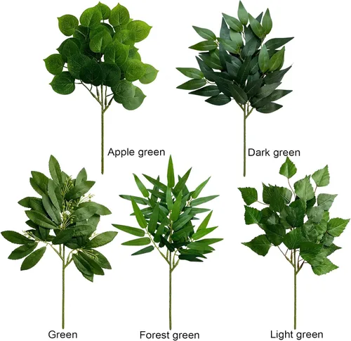 Miniatura 6 de 6 hojas de bambú artificiales de 14.7 hojas de bambú, ramas verdes sintéticas para arreglos florales, ramos de jarrón, decoración de boda, vegetación