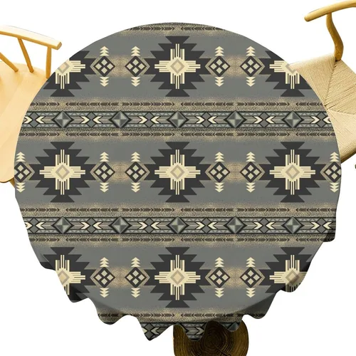 Miniatura 72 de Mantel azteca suroeste, diseño étnico tribal geométrico, estilo vintage, bohemio, elegante, lavable, para comedor, cocina, granja, fiesta