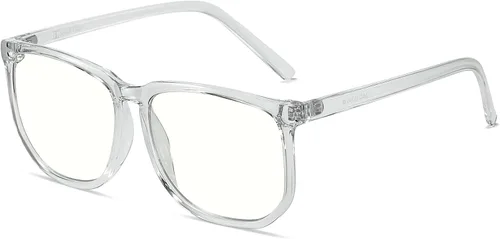 Miniatura 8 de SHEEN KELLY TR90 Oversized Blue Light Blocking Glasses Men Women Square Computer Eyewear Nerd Black Large Clear Lens