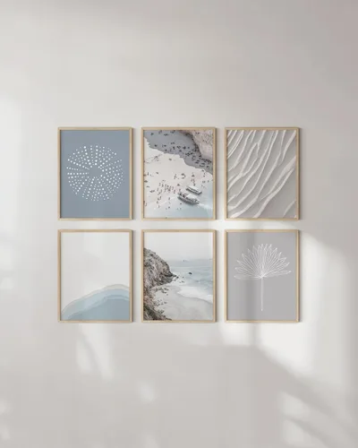 Miniatura 4 de HAUS AND HUES Arte de pared de playa - Juego de 6 impresiones costeras, carteles de océano y playa para paredes, obras de arte de playa azul, costero