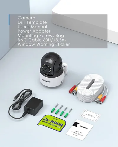 Miniatura 9 de SANNCE Cámara domo 1080P PT, cámara de seguridad exterior panorámica/inclinación de 2MP, visión nocturna de 98.4 ft para sistema de vigilancia CCTV