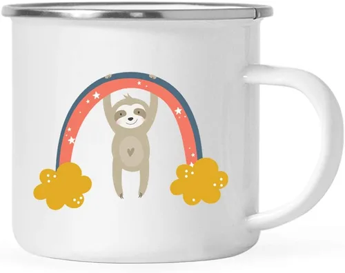 Miniatura 17 de Andaz Press Taza de chocolate caliente de acero inoxidable para niños, 11 onzas, perezoso arcoíris azul, paquete de 1, para niños, ideas