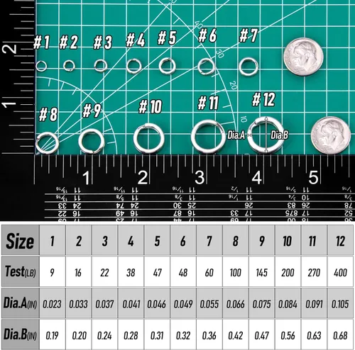 Miniatura 6 de Alwonder Paquete de 100 anillos divididos de pesca de acero inoxidable, anillo de pesca de 9 a 400 libras, anillo de pesca de alambre resistente