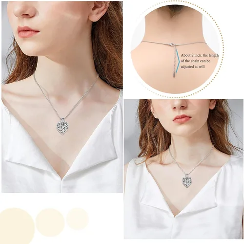 Miniatura 11 de Collar con medallón de cremación conmemorativa con corazón eterno con mini urna para cenizas de seres queridos