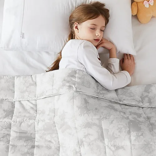 Miniatura 43 de L'AGRATY Manta con peso de 5 libras, para regazo, manta pequeña y portátil para adultos, refrescante, para viajar, relajarse y dormir, para todas