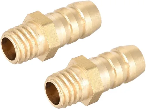 Miniatura 4 de uxcell Conector de montaje de latón métrico M5-0.8 macho a púa ajuste manguera ID 0.315 in 2pcs