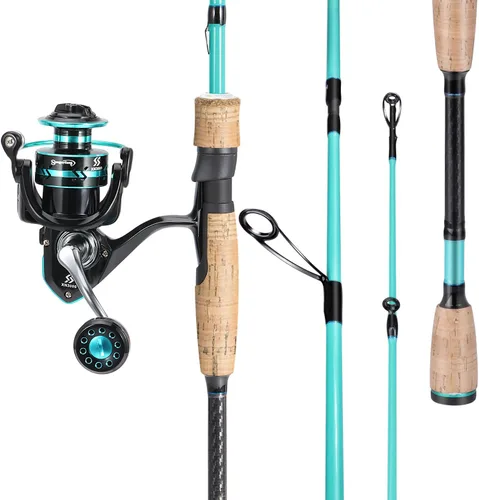Miniatura 2 de Sougayilang Fishing Rod and Reel Combo, Stainless Steel Guides Fishing Pole with Spinning Reel Combo for Saltwater and Freshwater Azul - M/MH Twin