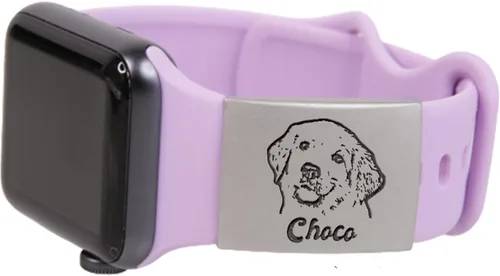 Miniatura 5 de Etiqueta de identificación para mascotas para banda de reloj inteligente de silicona de 18 a 0.866 in, placa de acero inoxidable grabada Oro Rosa