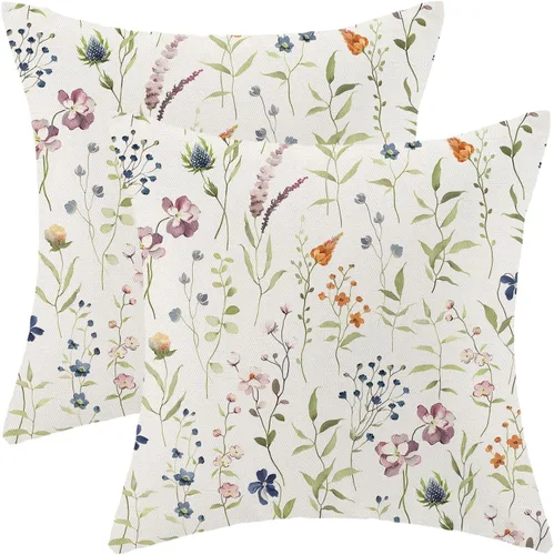 Miniatura 14 de AEIOAE Fundas de Almohada de Primavera 12x20 Pulgadas Juego de 2, Fundas de Almohadas Decorativas de Flores Silvestres y Plantas Verde Salvia