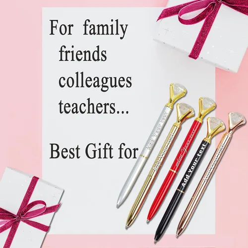 Miniatura 4 de 1 a 500 bolígrafos de diamante personalizados con cristal, bolígrafo de lujo a granel personalizado con texto de nombre grabado, regalo Dia
