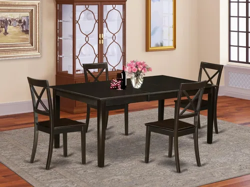 Miniatura 2 de East West Furniture HEBO7-CAP-LC - Juego de mesa y sillas de cocina de 7 piezas, consta de una mesa de comedor rectangular con pedestal y 6 sillas