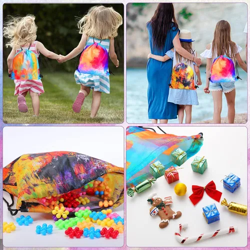 Miniatura 7 de 15 bolsas de regalo de fiesta con cordón de teñido anudado, mochila pequeña con cordón, bolsa de tela con cordón, bolsas de regalo de cumpleaños