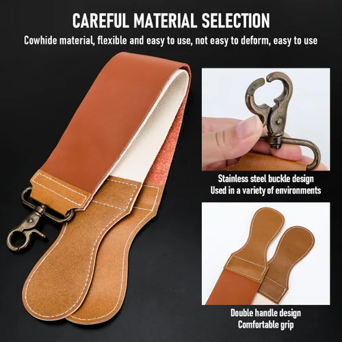 Miniatura 4 de Kit profesional de afeitar de hoja recta con Strop, afeitadora afilada de acero inoxidable con borde recto, maquinilla de afeitar de peluquería