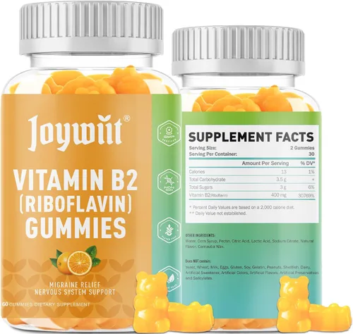 Miniatura 9 de Gomitas de vitamina B2 Riboflavina 400 mg Vitamina B2 400 mg masticable para adultos y niños, alivio de la migraña y apoyo de energía y sistema
