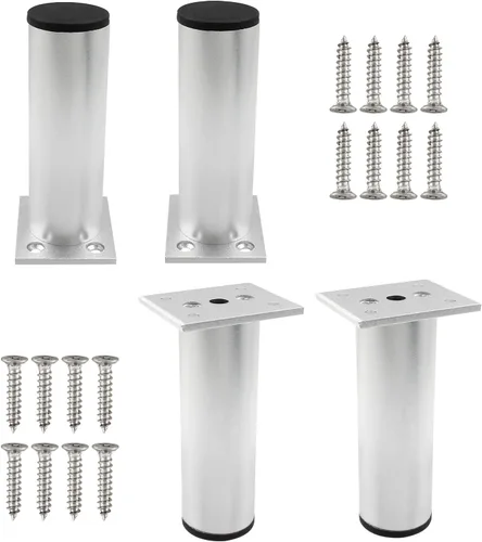 Miniatura 27 de Juego de 4 patas para muebles de 4 pulgadas, patas ajustables de aleación de aluminio, patas redondas de metal para sofá, patas ajustables