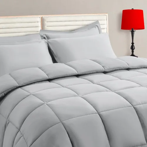 Miniatura 15 de TAIMIT Juego de edredón blanco tamaño King de 7 piezas, juego de cama en una bolsa con edredón reversible suave acolchado cálido y esponjoso