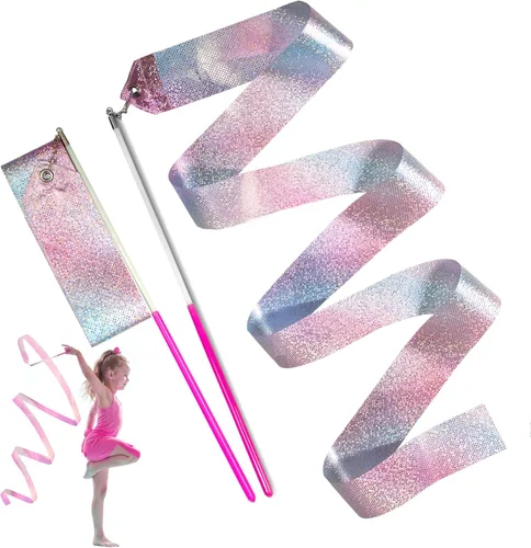 Miniatura 9 de Novelty Place Dance Ribbons Streamers - 6.6Ft Unisex Kids' Gymnastics Ribbon Wands - Perfect Rhythm Sticks for Talent Shows, Artistic Dancing, Baton