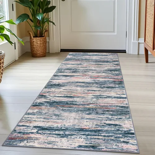 Miniatura 71 de SIILOOM 2 x 3 Alfombra moderna y abstracta para entrada, alfombra neutra azul marino gris multicolor súper suave de área pequeña, alfombras lavables