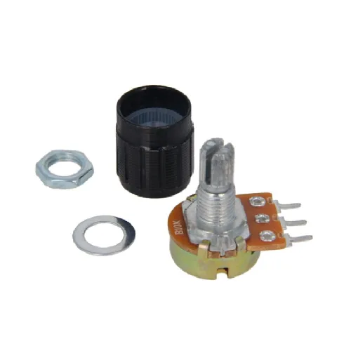 Miniatura 21 de Heyiarbeit Potenciómetro de película de carbono WH148 de 100 K Ohm, potenciómetro giratorio de una sola vuelta con pomos negros, 3 pines, 0.591 in