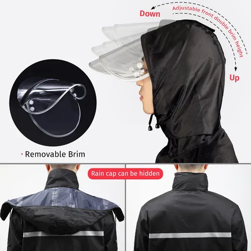 Miniatura 6 de iCreek Traje de lluvia chaqueta y pantalón impermeable para hombres y mujeres al aire libre todo deporte impermeable transpirable anti-tormenta