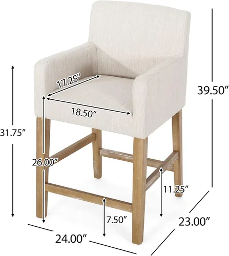 Miniatura 8 de Harper & Bright Designs Taburetes de bar beige, taburetes de bar de 26 pulgadas de altura de mostrador con respaldo para isla de cocina, sillas