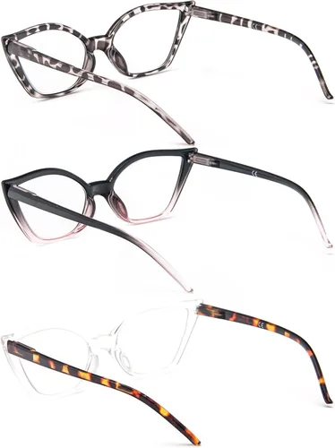 Miniatura 3 de DXYXYO Gafas de lectura de ojo de gato para mujer, paquete de 3 unidades, anti luz azul, para lectura de computadora, estilo retro con bisagra