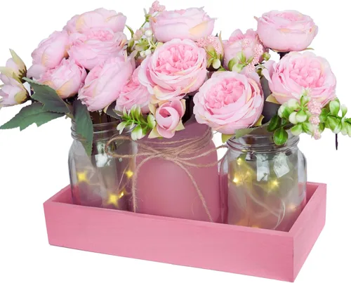 Miniatura 15 de Centros de mesa de flores artificiales para decoración del hogar, decoración para el hogar, centro de mesa rosa para mesa, champán