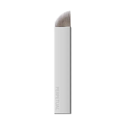 Miniatura 7 de 50 14CF Microblading Microblades 14 agujas flexibles planas curvadas maquillaje permanente inclinado Micro cuchillas planas cejas manuales