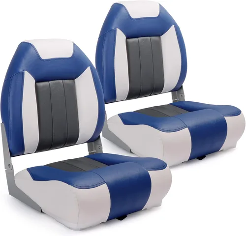 Miniatura 9 de P1 Premium Marine Asiento plegable para barco con respaldo alto, tornillos de acero inoxidable incluidos B6-Carbón/Negro (2 asientos)