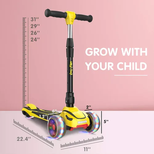 Miniatura 4 de LOL-FUN Scooter para niños de 3 a 12 años de edad con luces LED de 3 ruedas, extra ancho plegable para niños de 3 a 5 años con 4 alturas ajustables